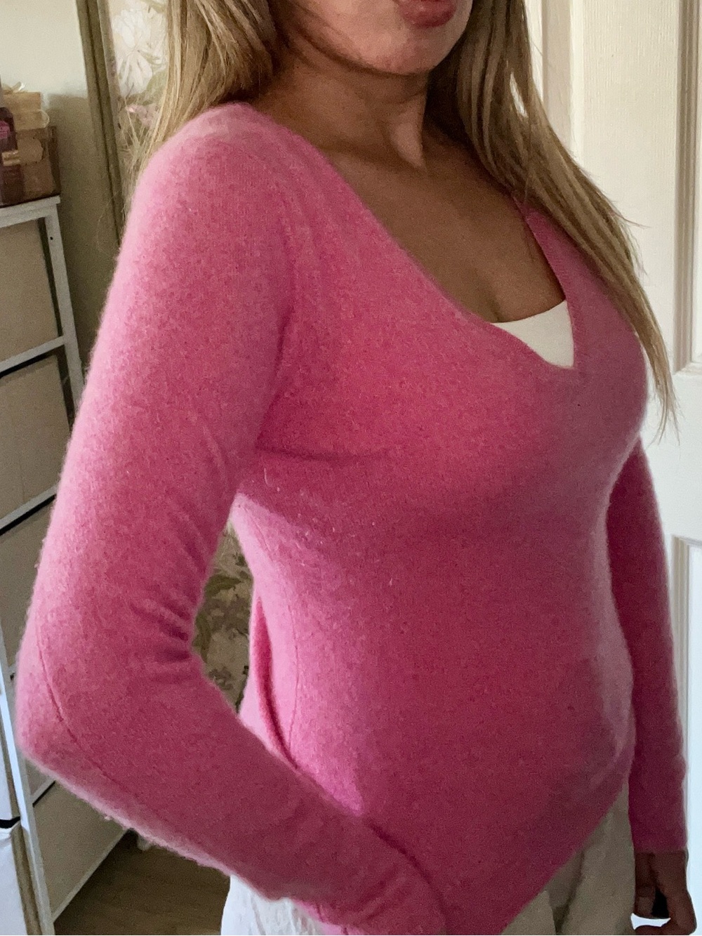 Soft V-Neck Pink Women's Sweater
